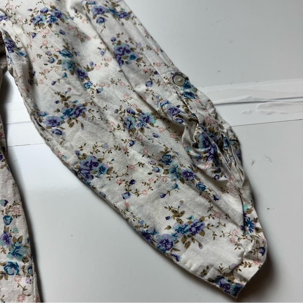 Eden & Olivia Floral Peasant Blouse Cottagecore Prairie Cotton Top Blue Cream XL - Picture 10 of 11